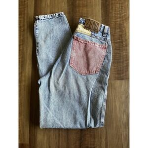 Vintage ZENA Jeans Juniors 11 29x30.5 High Rise Mom Tapered Colorblock 80s